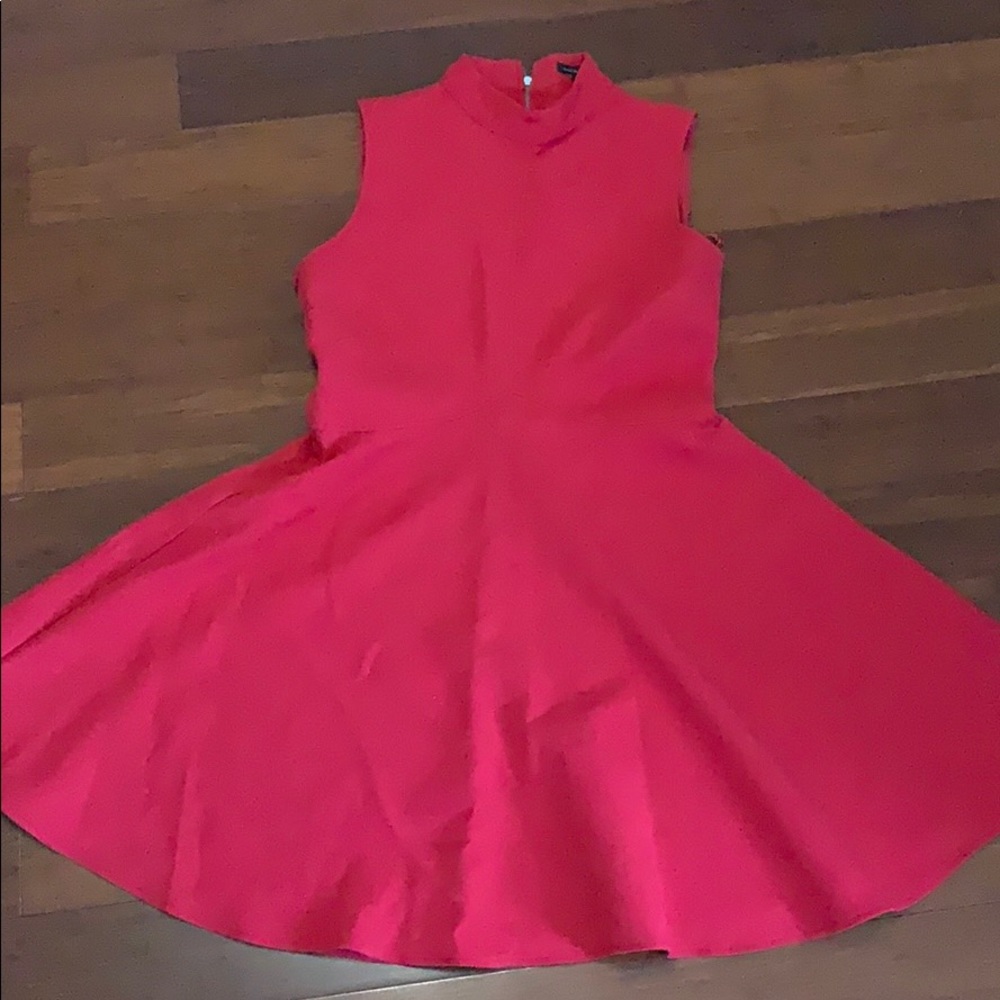 Red Mock Neck Skater dress